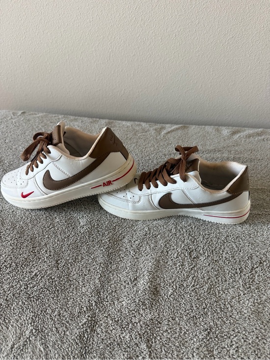 Nike Other - Nike White and Brown Low-Top Sneakers with Red Accent